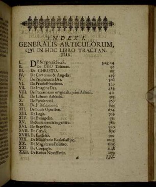 Index I. Generalis Articulorum, Qui In Hoc Libro Tractantur