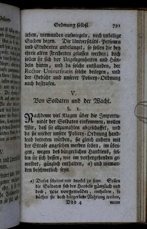 V. Von Soldaten und der Wacht.