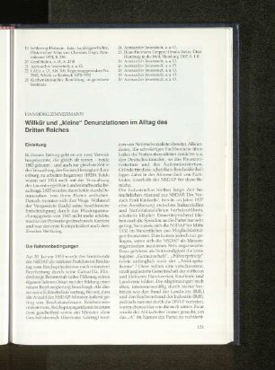 Willkür und "kleine" Denuntiationen im Alltag des Dritten Reiches
