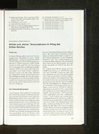 Willkür und "kleine" Denuntiationen im Alltag des Dritten Reiches