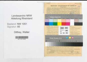 Entnazifizierung Walter Dilthey , geb. 26.03.1877 (Chemiker)