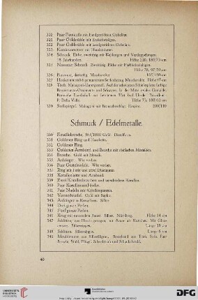 Schmuck/Edelmetalle (Nr. 330-376)