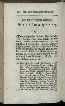 Ein und dreyssigster Abschnitt. Nadelmacherey.