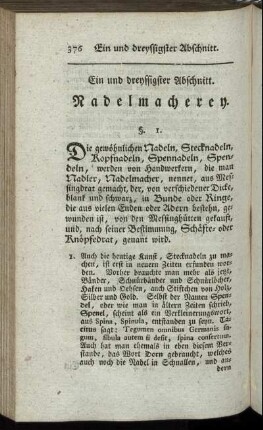 Ein und dreyssigster Abschnitt. Nadelmacherey.