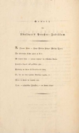 Gebeth für Adalbert's Priester-Jubiläum.