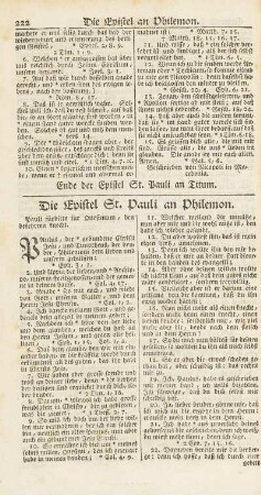 Die Epistel St. Pauli an Philemon.
