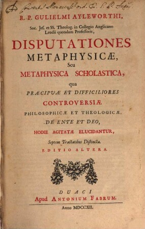 Disputationes metaphysica