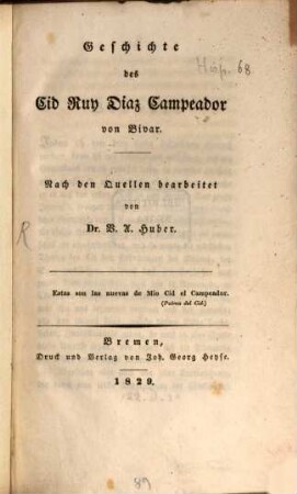 Geschichte des Cid Ruy Diaz Campeador von Bivar