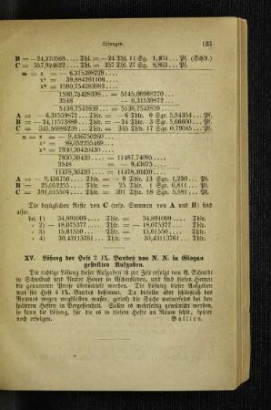 Lösung der Heft 2 IX. Bandes von N. N. in Glogau gestellten Aufgaben