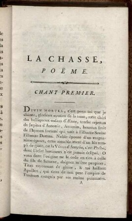 La Chasse, Poëme.