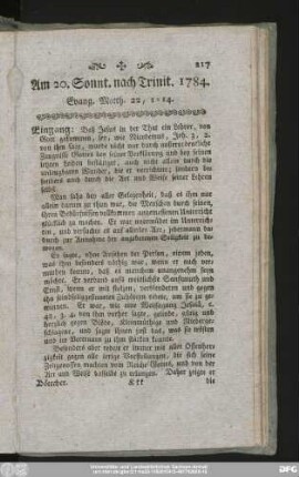 Am 20. Sonnt. nach Trinit. 1784. Evang. Matth. 22, 1 - 14.
