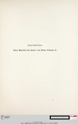 Protekor: Seine Majestät der Kaiser und König Wilhelm II.