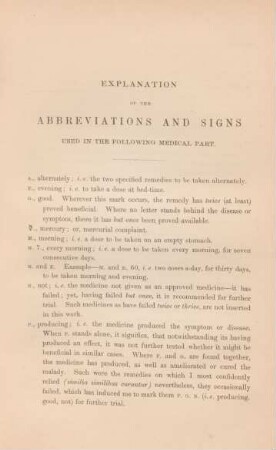 Explanation of the abbreviations and signs used in the following Medical Part