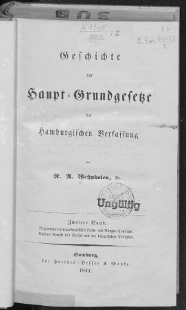 2: Reglement der Hamburgischen Rath- und Bürger-Convente. - Unions-Recesse des Raths und der bürgerlichen Collegien