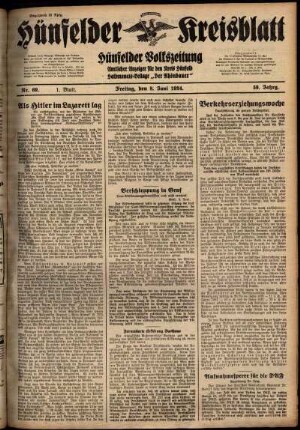 Erste Ausgabe vom Freitag, den 08. Juni 1934.