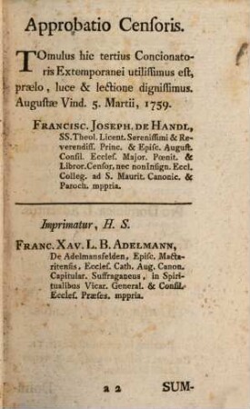 Concionator Extemporaneus In Dominicas Et Festa Per Annum, 3,1. Pro Dominicis Per Annum