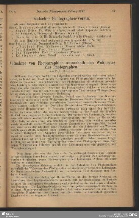 Aufnahme von Photographien ausserhalb des Wohnortes des Photographen