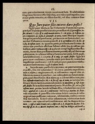 VII. Quo Iure pater filio tutores dare poßit?