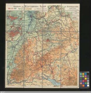Schulkarte von Württemberg, Baden und Hohenzollern