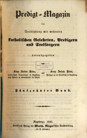 Predigt-Magazin. 15. 1846