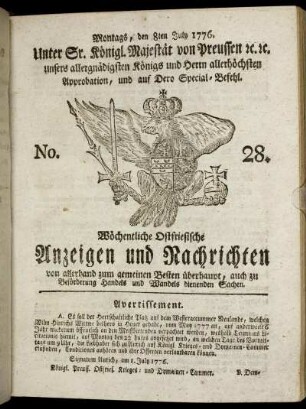 No. 28. Montags, den 8ten July 1776.