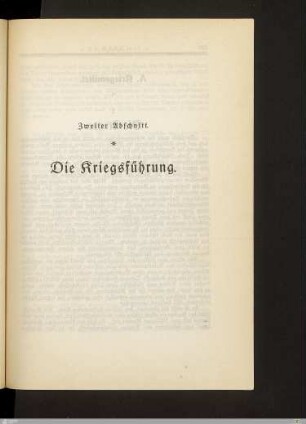 Zweiter Abschnitt. Die Kriegsführung