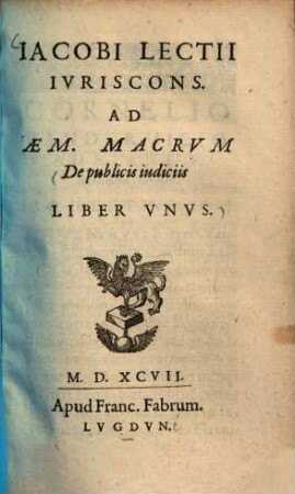 De publicis iudiciis liber unus