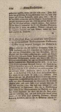 Opuscula iuris canonici, compendium Boehmerianum illustrantia.