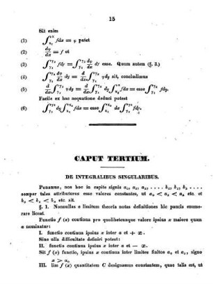 CAPUT TERTIUM - DE INTEGRALIBUS SINGULARIBUS.