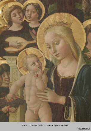 Thronende Madonna mit Kind umgeben von Heiligen