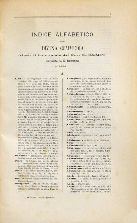 Indice alfabetico della divina commedia