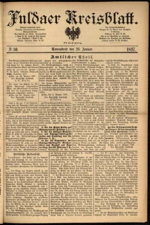 Erste Ausgabe vom Samstag, den 23. Januar 1897.