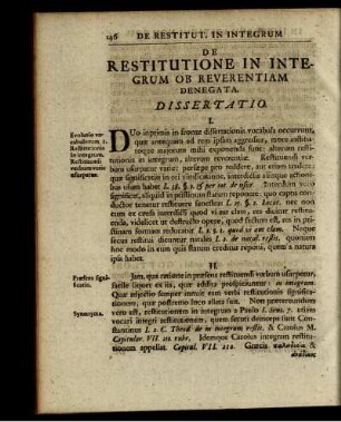 De Restitutione In Integrum Ob Reverentiam Denegata.