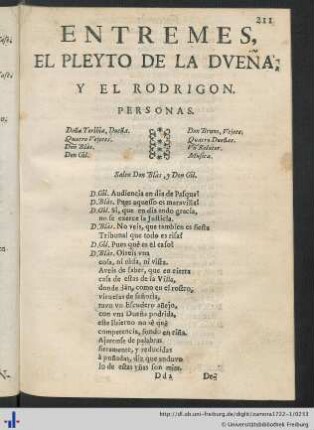 Entremes El Pleyto De La Duena.