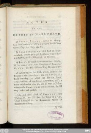 Notes To The Hermit Of Warkworth.