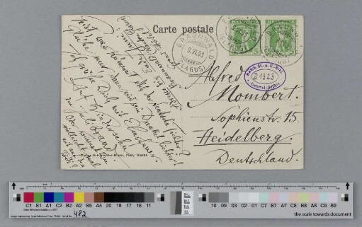 Postkarte an Alfred Mombert