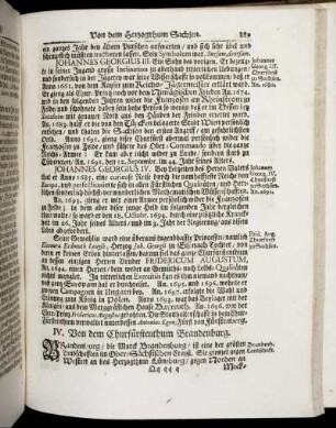 IV. Von dem Churfürstenthum Brandenburg.