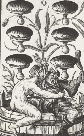 Acht Karten eines Kartenspiels "Druckerballen" : Holzschnitt, Spielkarte: Druckerballen - Sechs, 16. Jh.