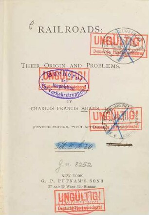 Railroads : their origin and problems