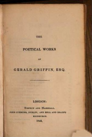 The Poetical Works of Gerald Griffin