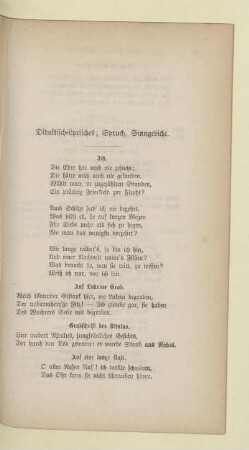 Didaktisch-Lyrisches; Spruch, Sinngedicht