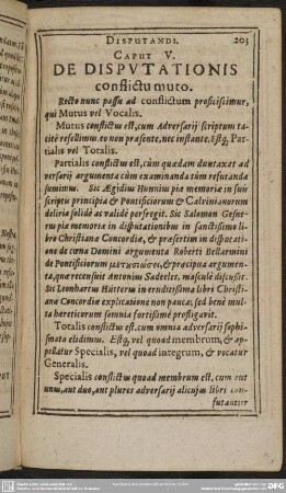 Caput V. De Disputationis conflictu muto