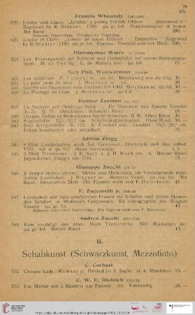 II. Schabkunst (Schwarzkunst, Mezzotinto) (Nr. 552 - 660)