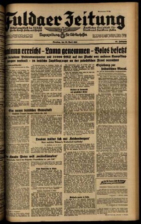 Ausgabe vom Dienstag, den 22. April 1941.