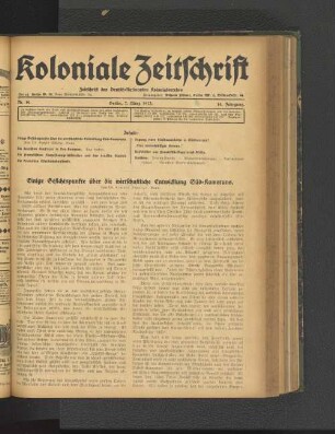 Einige Gesichtspunkte über die wirtschaftliche Entwicklung Süd-Kameruns.