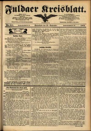 Erste Ausgabe vom Samstag, den 23. September 1905.