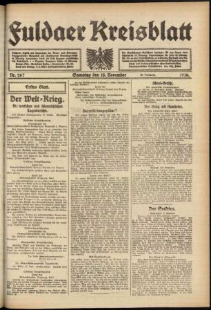 Erste Ausgabe vom Samstag, den 18. November 1916.