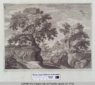 Landschaft mit Reisenden.