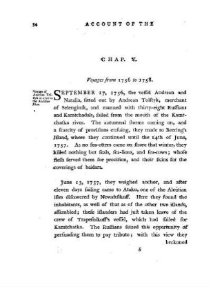 Chap. V. Voyages from 1756 to 1758