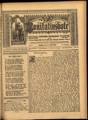 Erste Ausgabe vom Sonntag, den 26. April 1908.